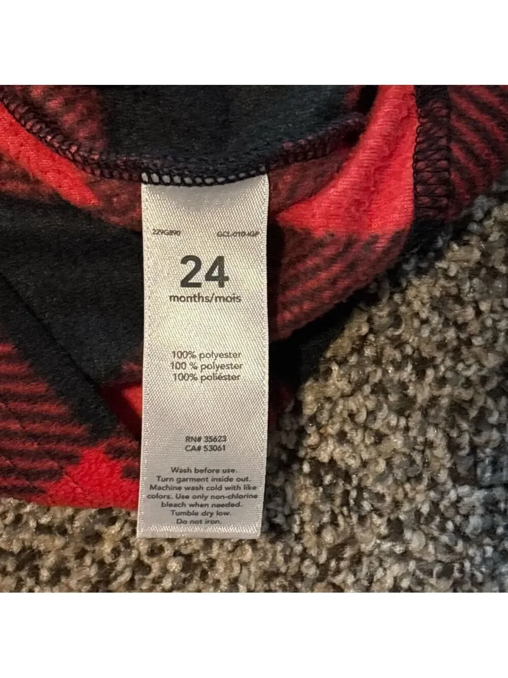 Carter's Red and Black Checkered Baby Sweatshirt Pullover Quarter Snap 24mo